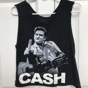 “Johnny Cash” Cropped Muscle Tee